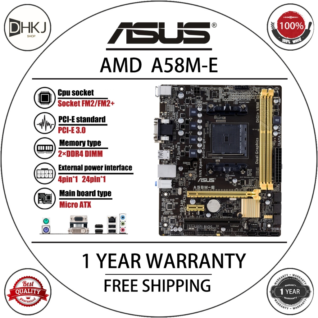 ใช้ ASUS A58M-K A58M-E A58M-F A58M-E R2.0 ซ็อกเก็ตเมนบอร์ด FM2 + FM2 DDR3 A58 เมนบอร์ดเดสก์ท็อป