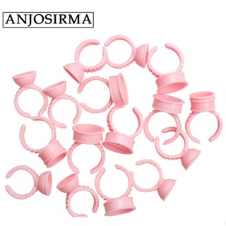 ANJOSIRMA ถาดกาวติดขนตาปลอม พลาสติก สีชมพู 100 ชิ้น ต่อแพ็ค