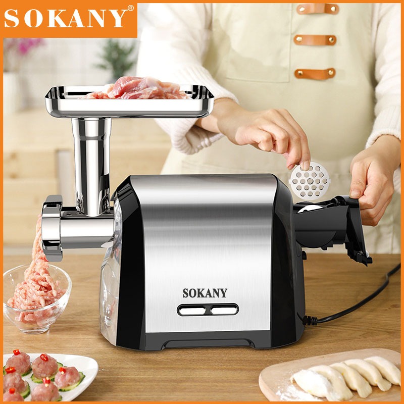 SOKANY 3200W 3in1 สแตนเลส เครื่องบดเนื้อ เครื่องบดหมู เครื่องบดเนื้อไฟฟ้า ทําไส้กรอก เครื่องบดสับ