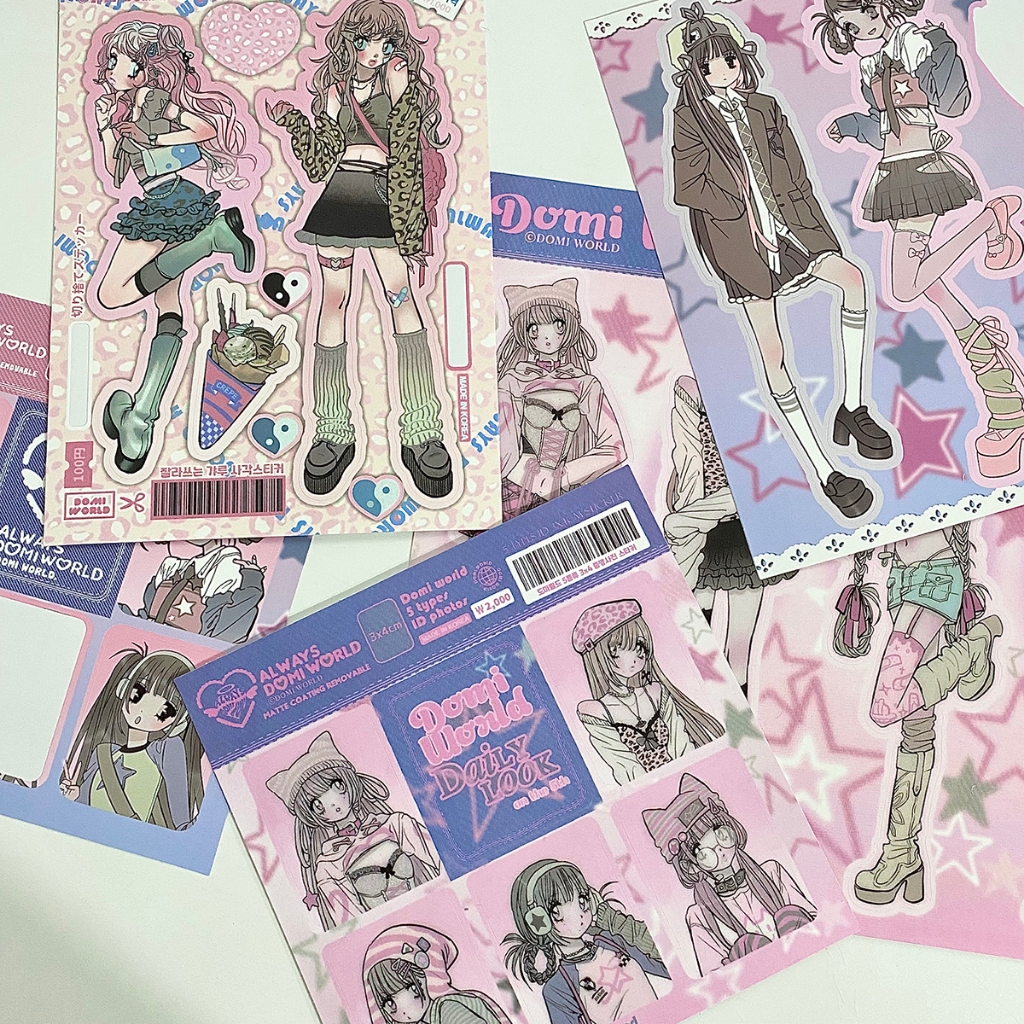 สติ๊กเกอร์โดมิ สติ๊กเกอร์ตัวละครน่ารักเกาหลี วัสดุ diy
