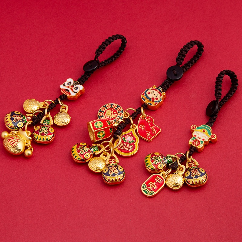 สไตล์จีน Retro วิธีโบราณ Golden Swallowing Beast พวงกุญแจจี้ God of Wealth ปลอดภัย Daji พวงกุญแจรถสร้างสรรค์เงิน Lucky Fortune กระเป๋ากระเป๋าเครื่องประดับของขวัญ