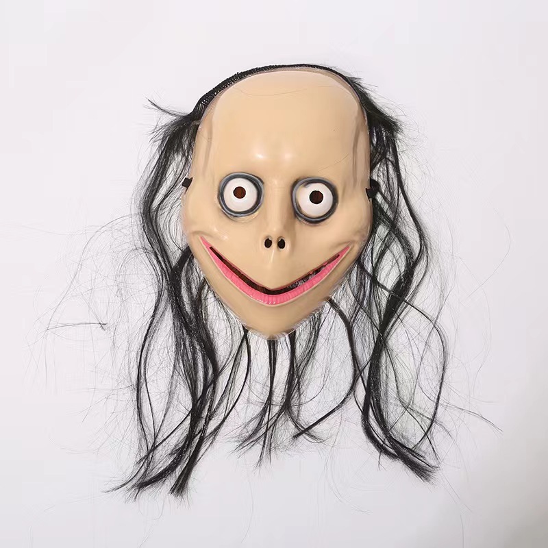 หน้ากาก Momo สยองขวัญฮาโลวีน Goofy bird Momo head ปาร์ตี้ภาพยนตร์สยองขวัญเป็นหน้ากากผีหญิงผมยาว