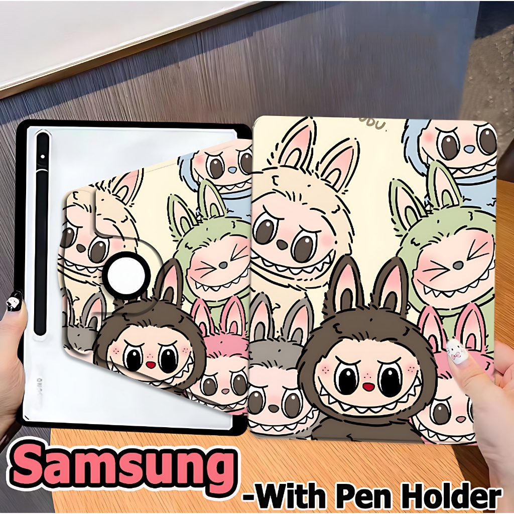 Labubu เคสฝาพับ Samsung เคสแท็บเล็ต Samsung Galaxy Tab S7 S8 S9 S7FE S9FE S9FE+ Galaxy Tab S10+ A8 A