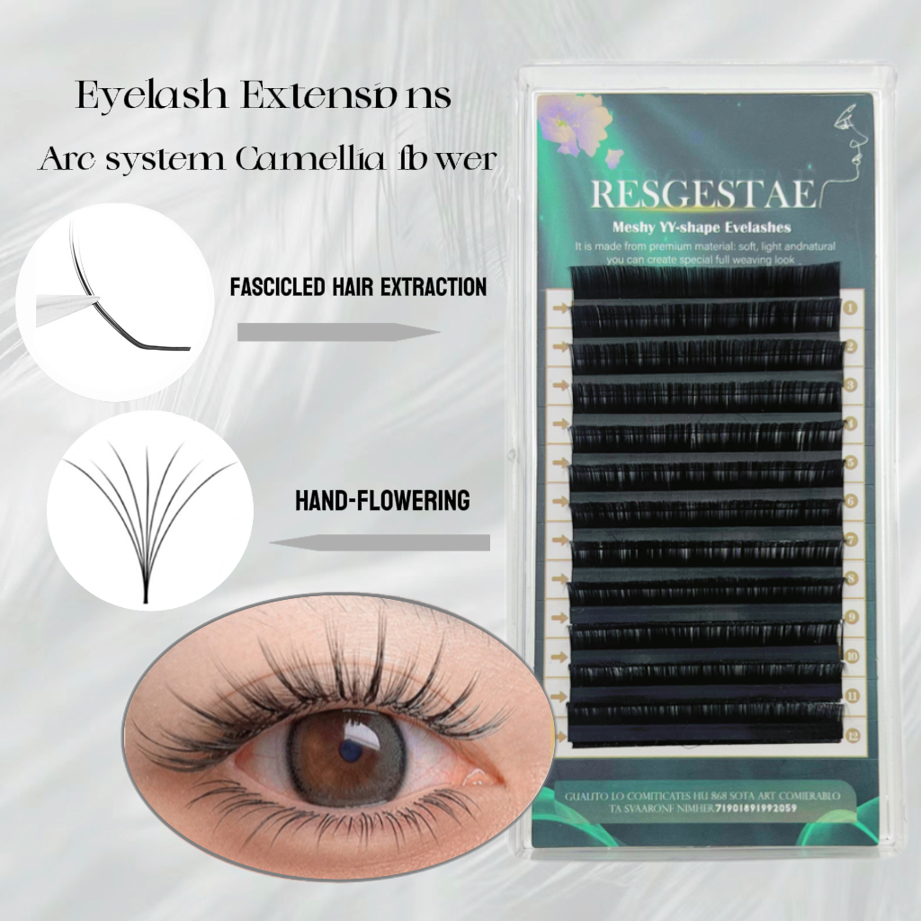 LC ขนตาปลอม Camellia ขนตามุมกว้างหลายจับคู่ขนตา