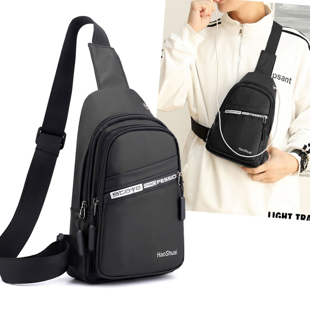FAMENR【พร้อมส่ง】กระเป๋าชาย กระเป๋า​คาดอก​ กระเป๋า​ผ้า​ nylon 3​ ​ซิป​