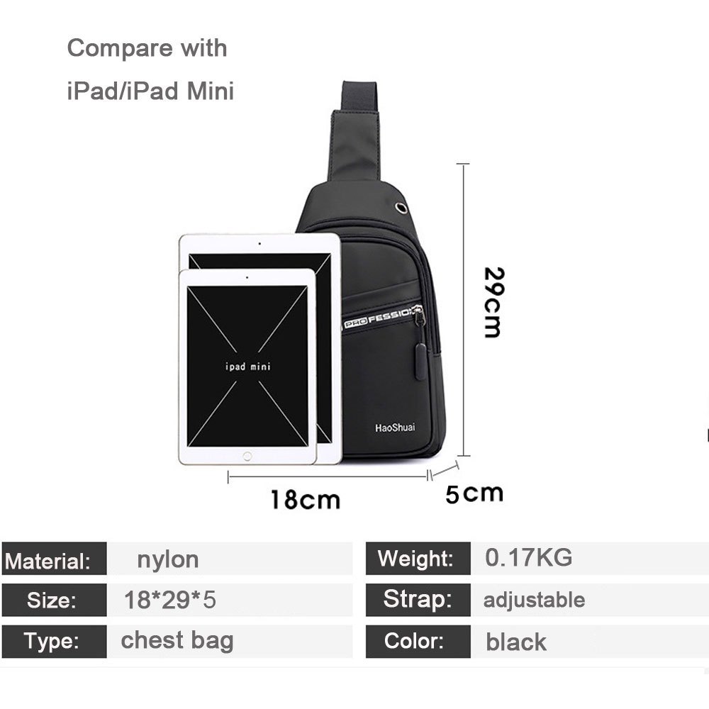FAMENR【พร้อมส่ง】กระเป๋าชาย กระเป๋า​คาดอก​ กระเป๋า​ผ้า​ nylon 3​ ​ซิป​