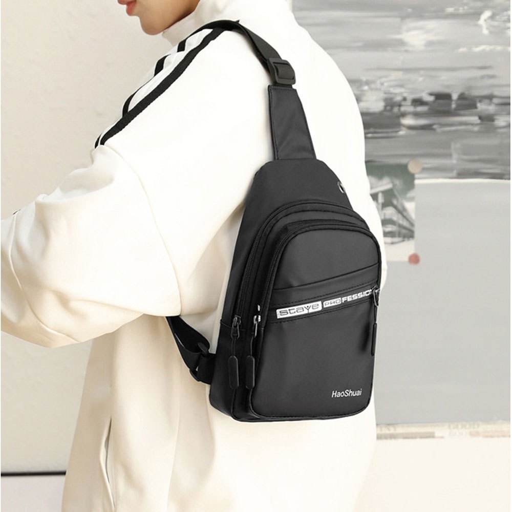 FAMENR【พร้อมส่ง】กระเป๋าชาย กระเป๋า​คาดอก​ กระเป๋า​ผ้า​ nylon 3​ ​ซิป​