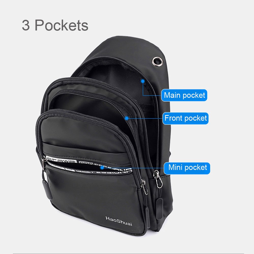 FAMENR【พร้อมส่ง】กระเป๋าชาย กระเป๋า​คาดอก​ กระเป๋า​ผ้า​ nylon 3​ ​ซิป​