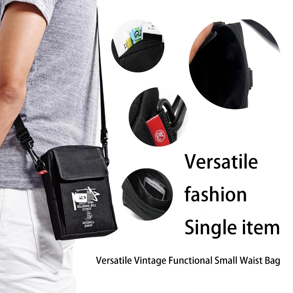 Appendix Package Ins Hip Hop Crossbody Bag กระเป๋าสะพายไหล่ผู้ชายและผู้หญิงกระเป๋าผ้าใบ