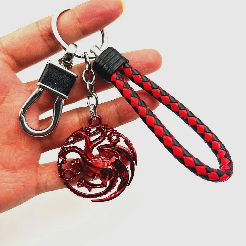 คลาสสิกสามหัวมังกรพวงกุญแจหัวหมาป่าตราจี้หนังแฮนด์เมดพวงกุญแจของขวัญของที่ระลึกภาพยนตร์สําหรับเพื่อน - รูปที่ 3