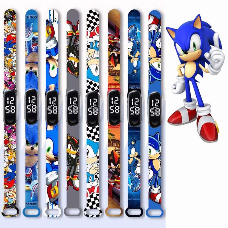 นาฬิกาอิเล็กทรอนิกส์พิมพ์ลาย Sonic LED/นาฬิกาดิจิตอลสําหรับเด็ก