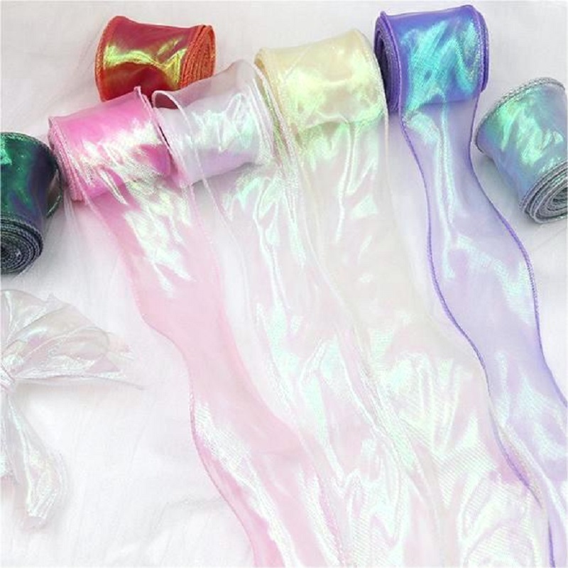 10หลา/ม้วน6เซนติเมตรซิมโฟนี หางปลา เส้นด้ายโปร่งใสผ้ากอซอุปกรณ์ผมเบเกอรี่เทศกาลแต่งงานพรรคตกแต่งห่อของขวัญริบบิ้น ทําเอง ทําด้วยมือ