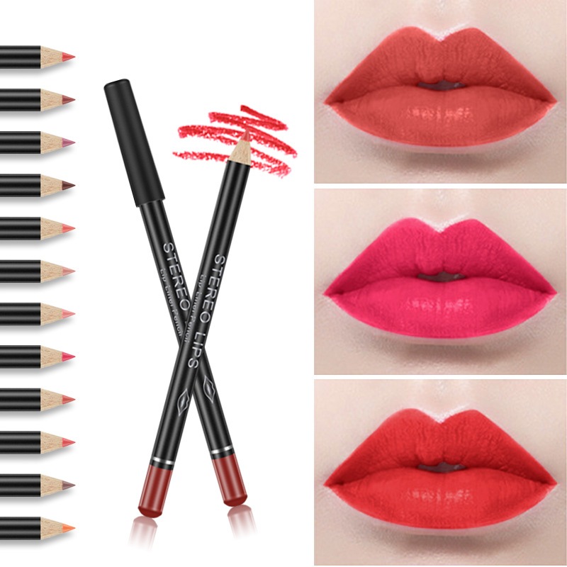 ขายร้อน Matte Lip Liner กันน้ํายาวนานสี Retouching Lip ลิปสติกหลากสีปากกาเดี่ยว