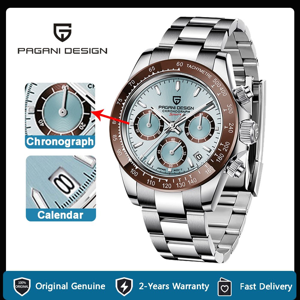 Pagani DESIGN Japan VK63 นาฬิกาข้อมือควอตซ์แฟชั่น สายแซฟไฟร์ สเตนเลส เรืองแสง กันน้ํา หรูหรา สําหรับ