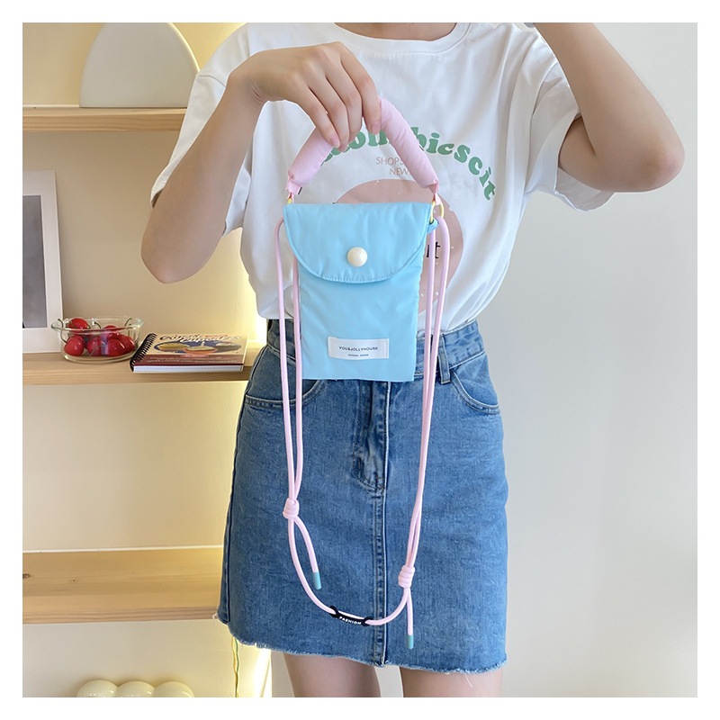 Ins Simple Style Mobile Phone Storage Bag Korean Messenger Small Bag Female All-Match Hand Bag
