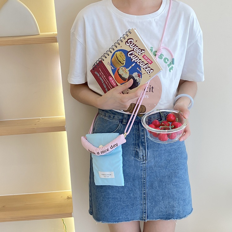 Ins Simple Style Mobile Phone Storage Bag Korean Messenger Small Bag Female All-Match Hand Bag