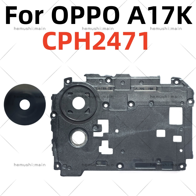 เลนส์กล้องด้านหลังด้านหลังสําหรับ OPPO A17K เปลี่ยนด้วยสติกเกอร์กาว CPH2471 พร้อมกรอบ
