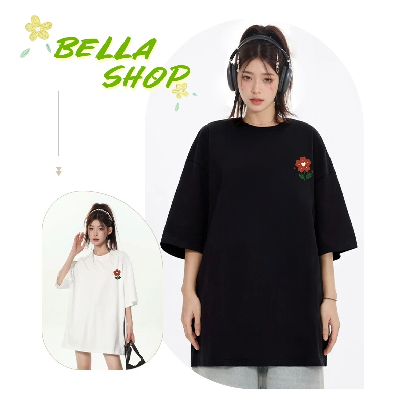 Bella Shop 2024 ฤดูร้อนสไตล์ใหม่ร้อนขายหลวมด้านหน้าไหล่เสื้อยืดสไตล์ขี้เกียจอเมริกัน เสื้อที่เข้ากันทุกรายการ