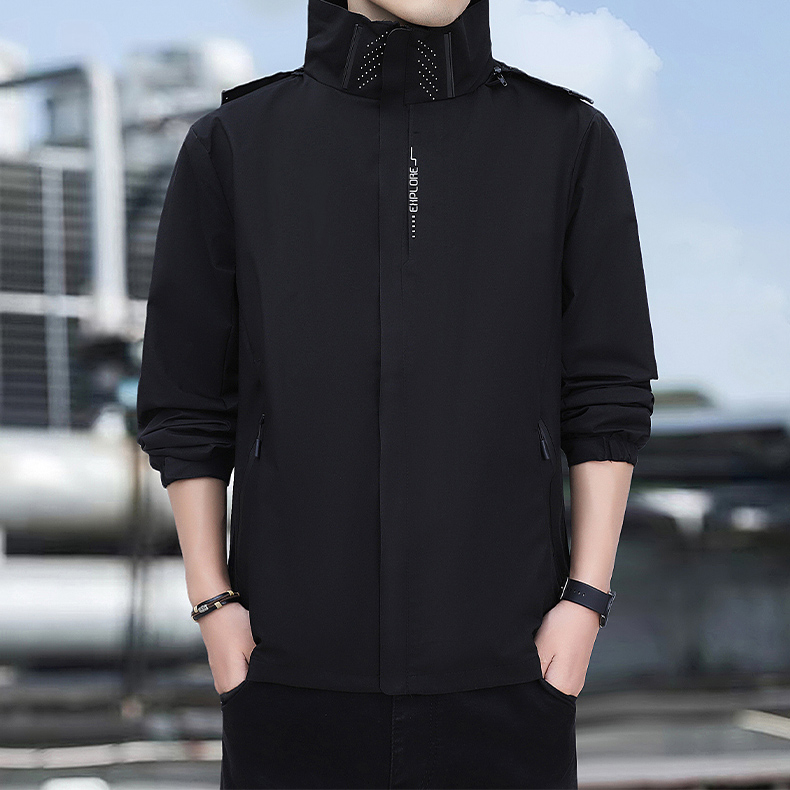 EERSHENSHI เสื้อโค้ทผู้ชาย (จัดส่งรวดเร็ว) เสื้อแจ็คเก็ตเปลือกหอยกันลมกันน้ําหลวม M-5XL