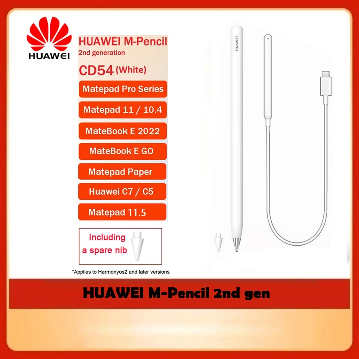 Original ยี่ห้อใหม่HUAWEI M-Pencil 2nd Gen/3rd Gen White Touch ปากกาสําหรับ MatePad 11.5/11/10.8/10.4/Matepad Pro 12.2/ MatePad กระดาษ MateBook E GO Matepad