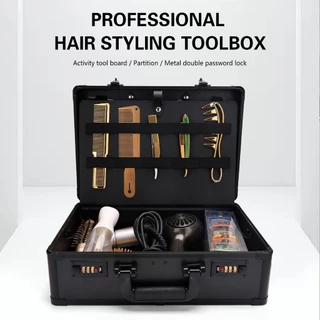 สปอตสปอตสปอต#salon ทําผมและแต่งหน้ามืออาชีพอลูมิเนียมอัลลอยด์ทําผมกล่องเครื่องมือสีดําทําผมกระเป๋าเดินทางเก็บกระเป๋าเดินทางสะดวกในการพกพาอุปก