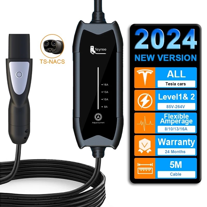 Feyree แบบพกพา EV Charger 3.5KW สถานีชาร์จ 16A ปรับ Current Fast Charging พร้อมปลั๊ก NACS สําหรับ Te