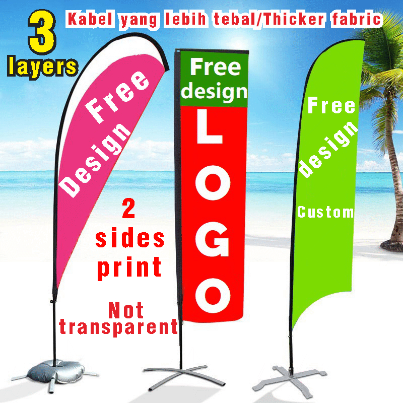 ออกแบบฟรี!! ธงทราย ธงชายหาด ธงขนนก ธงลม พยุตรา กําหนดเอง ขนาดที่กําหนดเองและเครื่องออกแบบสําหรับปาร์ตี้ชายหาดหรือกีฬาฉลองหรือโฆษณาห