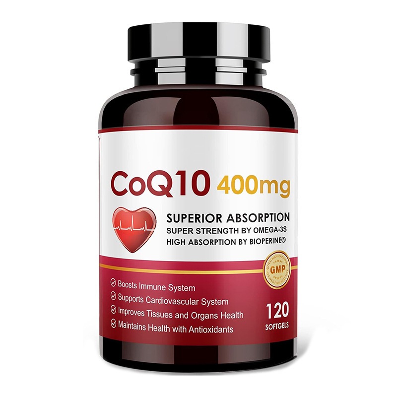 Coenzyme Q10 แคปซูลอ่อนผู้ผลิตแหล่งเจลลูกอมโคเอ็นไซม์ Q10 อาหารเสริม 120 แคปซูลฮาลาลเจลาติน