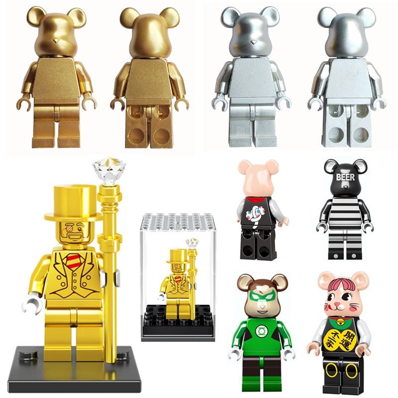 ใหม่หมีรุนแรง Minifigure Building Block ของเล่น Mr Gold Minifigure เครื่องประดับเดสก์ท็อปเดสก์ท็อปตกแต่งพร้อมกล่องแสดง