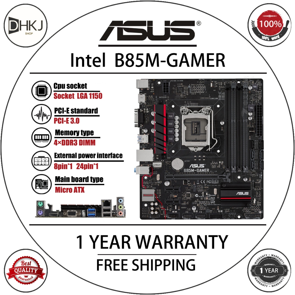 ใช้ Asus b85m-GAMER เมนบอร์ดเดสก์ท็อป B85 b85m ซ็อกเก็ต LGA 1150 i7 i5 DDR3 32G SATA3 USB3.0 M ATX