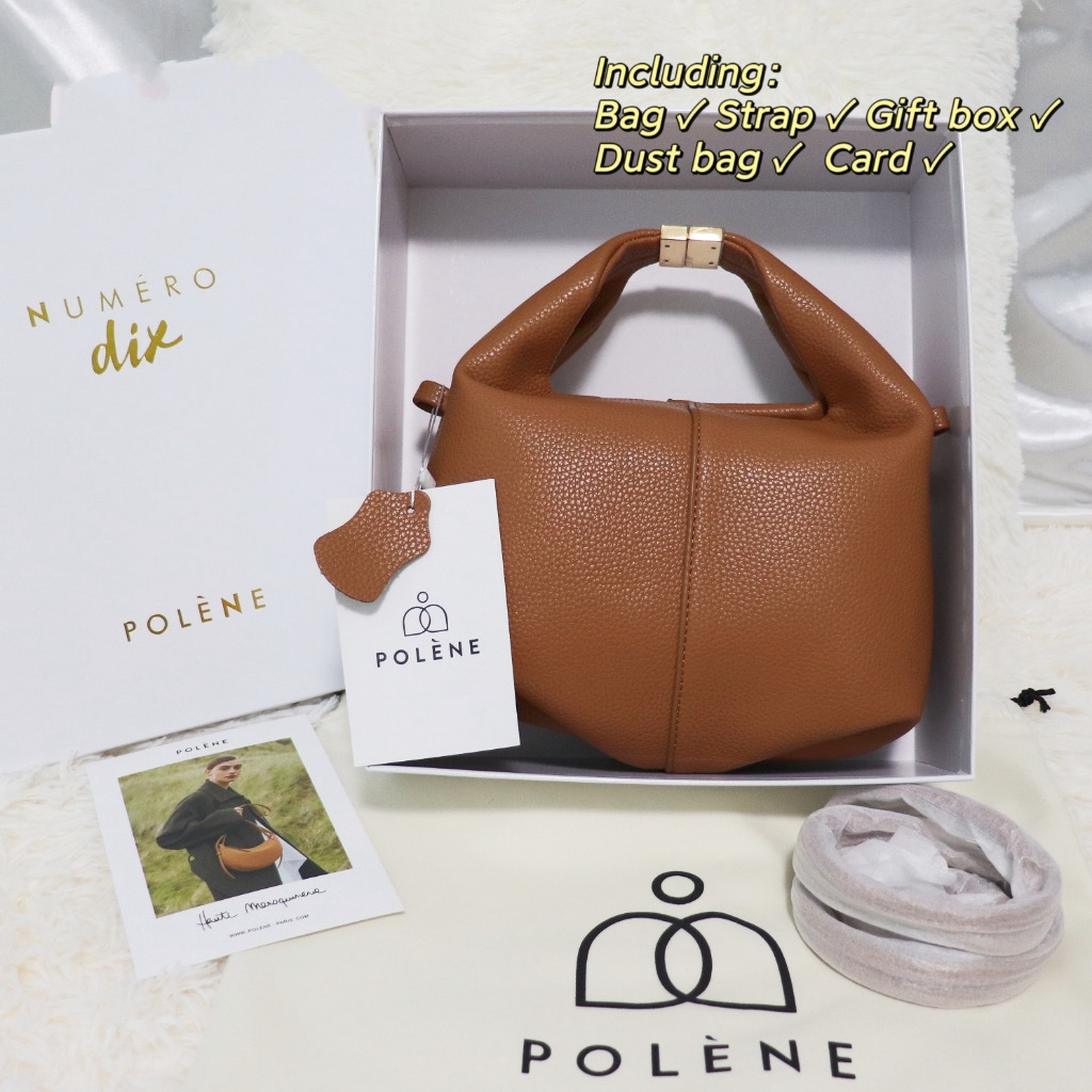 Polene กระเป๋าใส่ข้าวกลางวันสไตล์ใหม่ Cowhide ไหล่ Messenger กระเป๋าแฟชั่นฝรั่งเศสกระเป๋า Messenger เรียบง่าย High-End