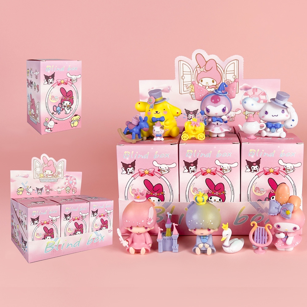 6 ชิ้น/เซ็ตอะนิเมะ My Melody รูป Dream Castle Swan ฟักทองรถเข็น Kuromi Pom Pom Purin Cinnamoroll Little Twin ดาวรุ่น Q PVC Action Figures ตุ๊กตาของเล่น