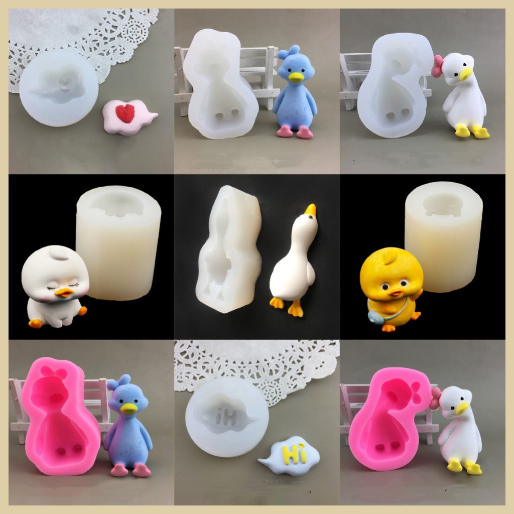 Myoloy 3D เป็ดน่ารักรูปแบบซิลิโคนแม่พิมพ์ DIY หอมพลาสเตอร์สบู่เรซิ่น Mould Handmade เบเกอรี่ช็อคโกแลตเค้กแม่พิมพ์ตกแต่งบ้านของขวัญ TH