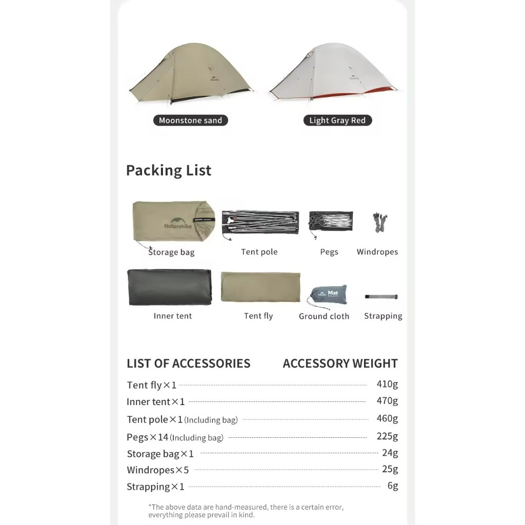 Naturehike Cloud up 1/2 pro เต็นท์ Pro 20D ไนลอนกันน้ํา Ultralight Camping เต็นท์ ราคา ถูกที่สุด ดีลบีเคเค แกลเลอรีภาพที่ 8
