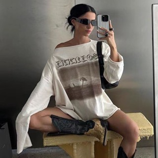 แปลก ทัส เสื้อยืดลําลองไม่สมมาตรแขนยาวผอมอเนกประสงค์ฤดูร้อนส…