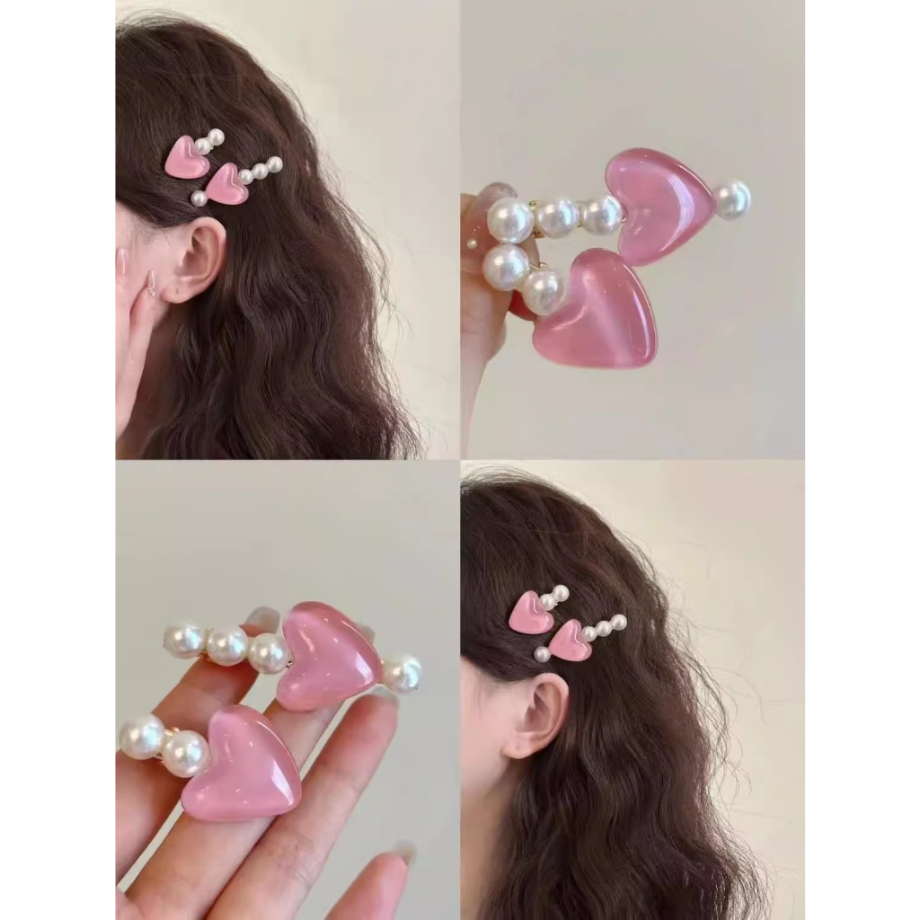 โอยา | Sweetheart Hairpin Love Pearl Hairpin หน้าผากผมหัก Bangs คลิปเจ้าหญิง Hairpin น่ารัก Duckbill คลิปอุปกรณ์เสริมผม
