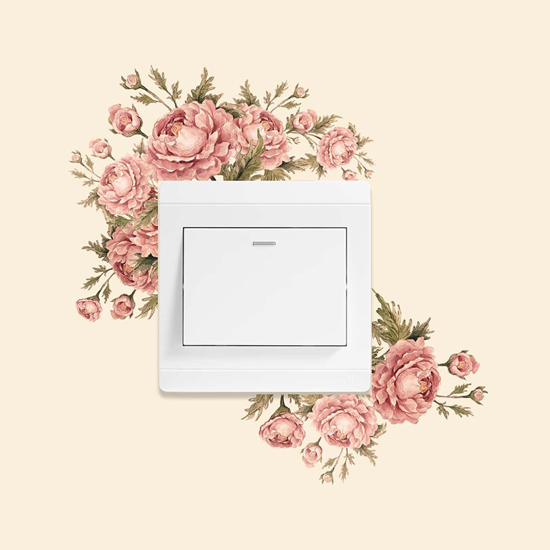 สีน้ําดอกไม้ใบสวิทช์สติกเกอร์ Home Beautification สติ๊กเกอร์ผนังตกแต่ง Self-Adhesive