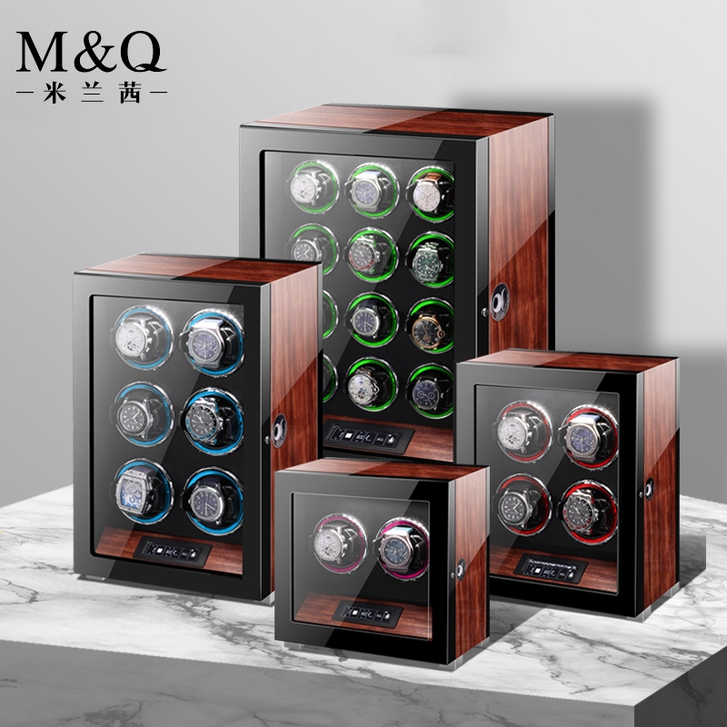 MELANCY แบรนด์ระดับไฮเอนด์ ลายนิ้วมือใหม่รุ่นไขลานอัตโนมัติ 2/4/6/9/12 สล็อตกล่องนาฬิกากลไกคู่พร้อมก