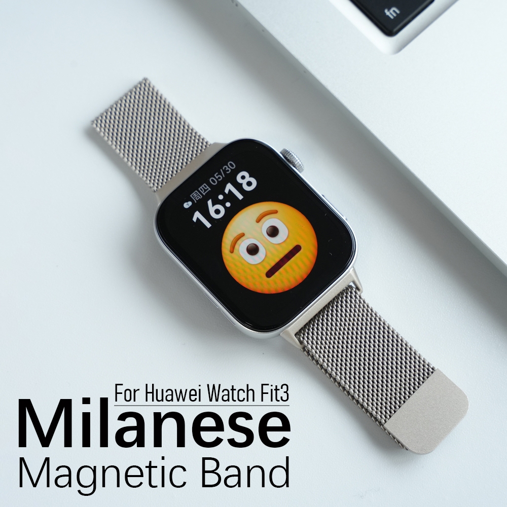 Original Milanese Loop สําหรับ Huawei Watch Fit 4 Pro Fit 3 ห่วงสแตนเลส Milanese พร้อมหัวเข็มขัดแม่เ