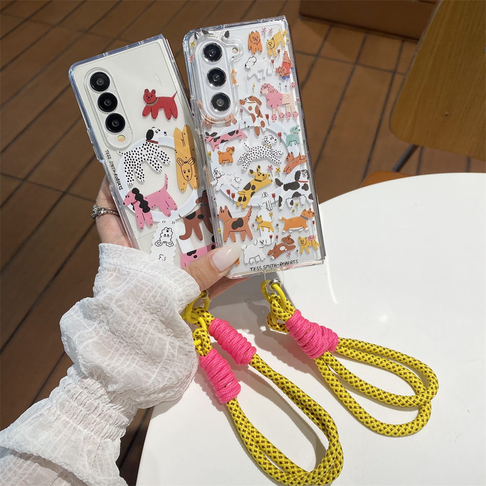 Samsung Galaxy Z Fold6 Z Fold5 Z Fold4 Z Fold3 เคสโทรศัพท์ Samsung แม่เหล็กดูด PC ขอบนุ่ม Dalmatian เคสโทรศัพท์แบบพับได้
