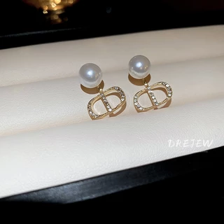 DREJEW 925 Tremella เข็มแฟชั่น high-end ต่างหูมุกภาษาฝรั่งเศสคํา niche retro light ต่างหูหรูหราสําหรับผู้หญิงเรียบง่ายอเนกประสงค์ต่างหูมุก ไม่แพ้ง่าย