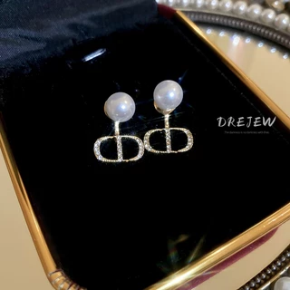 DREJEW 925 Tremella เข็มแฟชั่น high-end ต่างหูมุกภาษาฝรั่งเศสคํา niche retro light ต่างหูหรูหราสําหรับผู้หญิงเรียบง่ายอเนกประสงค์ต่างหูมุก ไม่แพ้ง่าย