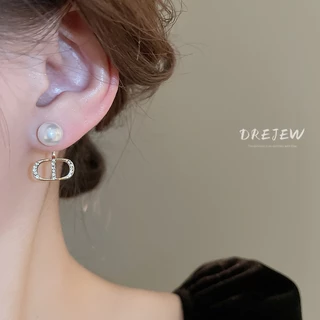 DREJEW 925 Tremella เข็มแฟชั่น high-end ต่างหูมุกภาษาฝรั่งเศสคํา niche retro light ต่างหูหรูหราสําหรับผู้หญิงเรียบง่ายอเนกประสงค์ต่างหูมุก ไม่แพ้ง่าย