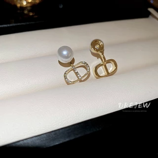DREJEW 925 Tremella เข็มแฟชั่น high-end ต่างหูมุกภาษาฝรั่งเศสคํา niche retro light ต่างหูหรูหราสําหรับผู้หญิงเรียบง่ายอเนกประสงค์ต่างหูมุก ไม่แพ้ง่าย