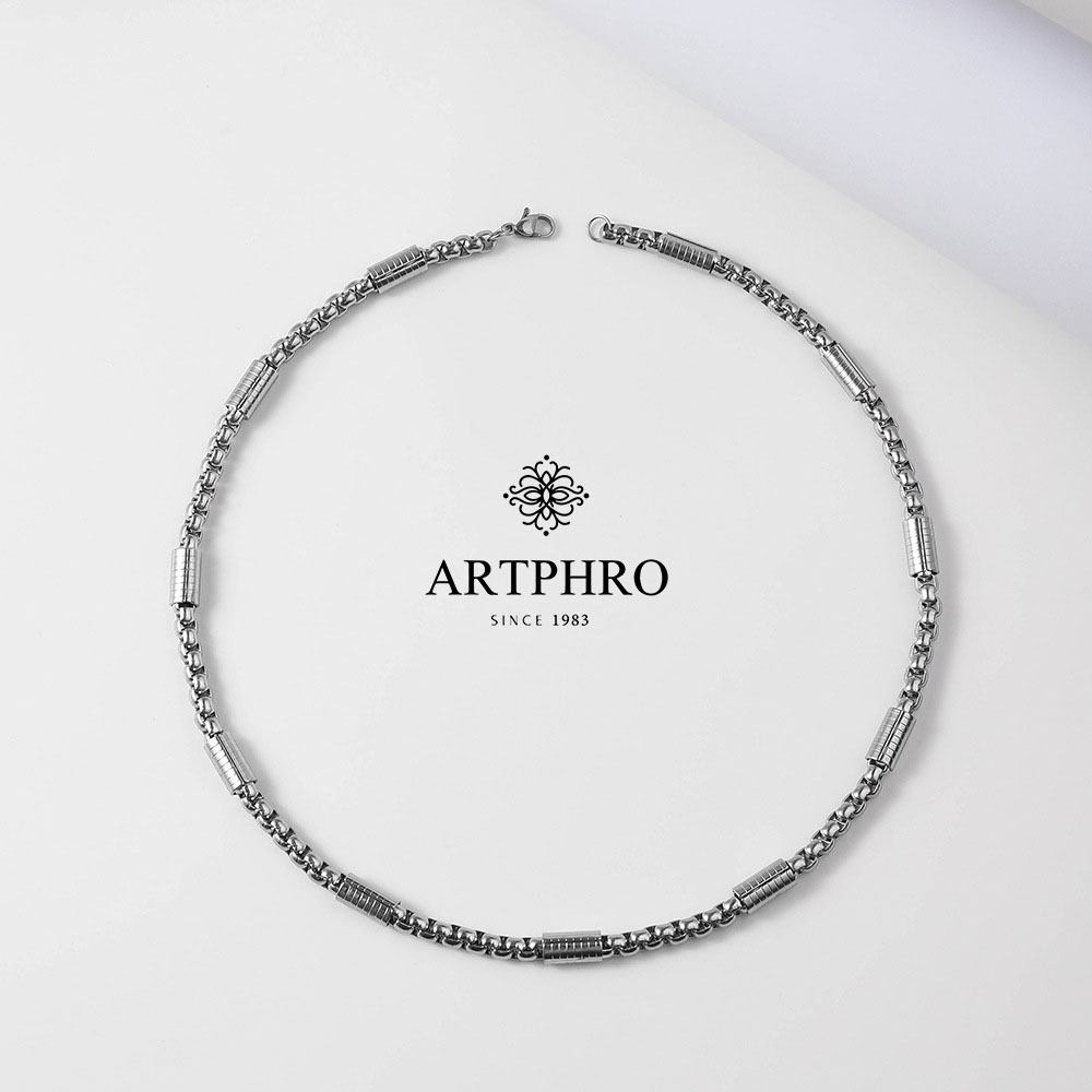 Artphro สร้อยคอเหล็กไทเทเนียม ทรงกระบอก ย้อนยุค และสีสัน สําหรับผู้ชาย