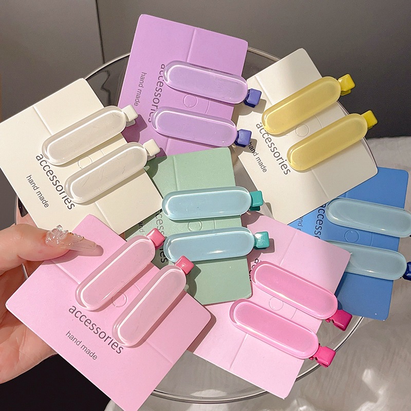 2ชิ้นหวานที่ไร้รอยต่อคลิปไอศครีมสีเรียบคลิปขอบคลิปกิ๊บสาวหัวใจหวานเรียบอุปกรณ์ผม