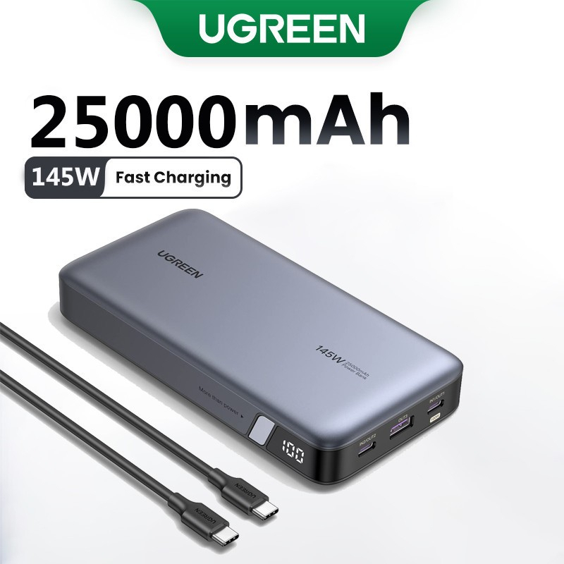 Ugreen 100W 20000mAh & 140W 25000mAh Power Bank Fast Charging Quick Charging Lage ความจุ Flash Charger ขนาดเล็กสําหรับโทรศัพท์มือถือแท็บเล็ตโน้ตบุ๊ค ipad ไฟแช็ก Mini
