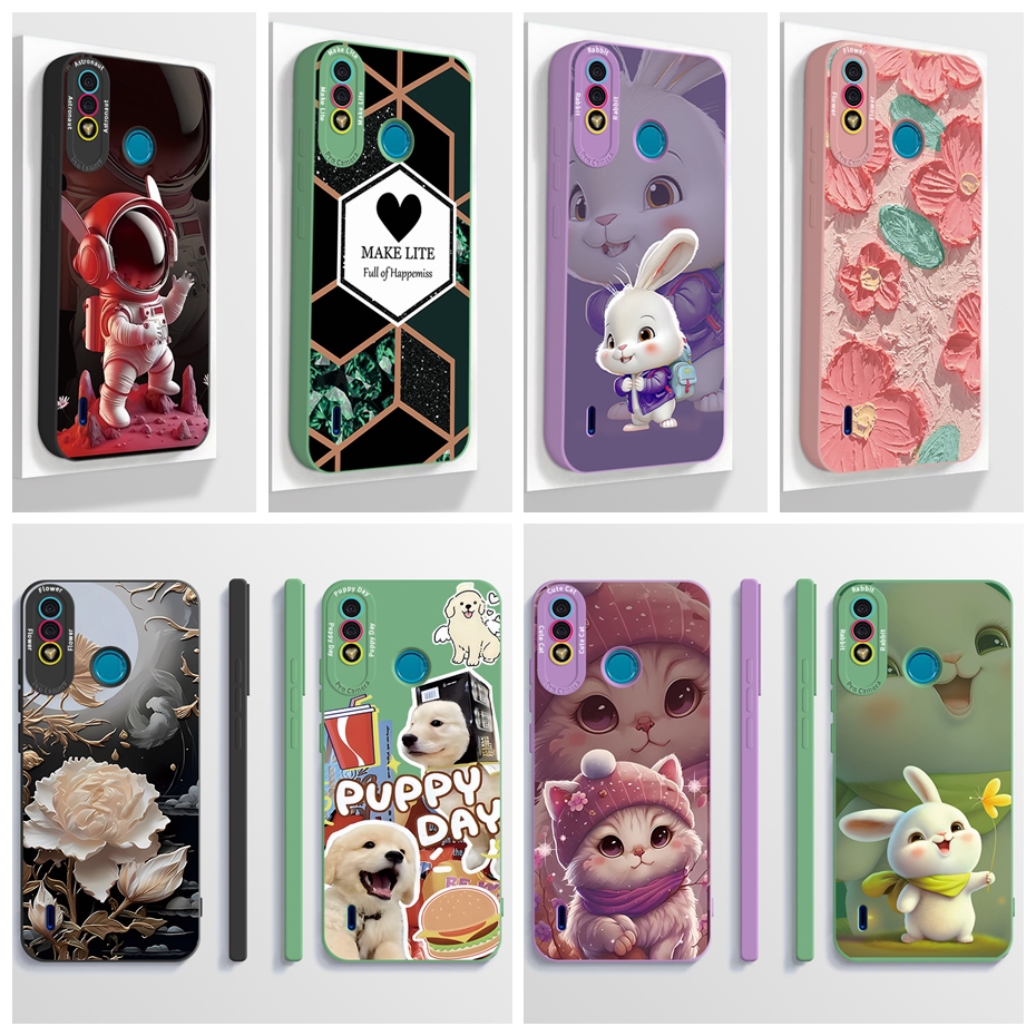 Itel A56 Pro / Itel A56 เคสโทรศัพท์ความงามการ์ตูนนักบินอวกาศ Full Matte TPU ซิลิโคนฝาครอบกันกระแทกปลอกกันชน