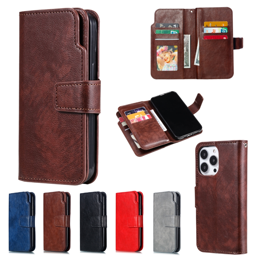 For Iphone 5 SE 6 S Plus 7 Plus 8 Plus SE2 2020 X XS Wallet Soft PU Leather Card Slot Skin Protect Flip Stand Multiple Cover Case
