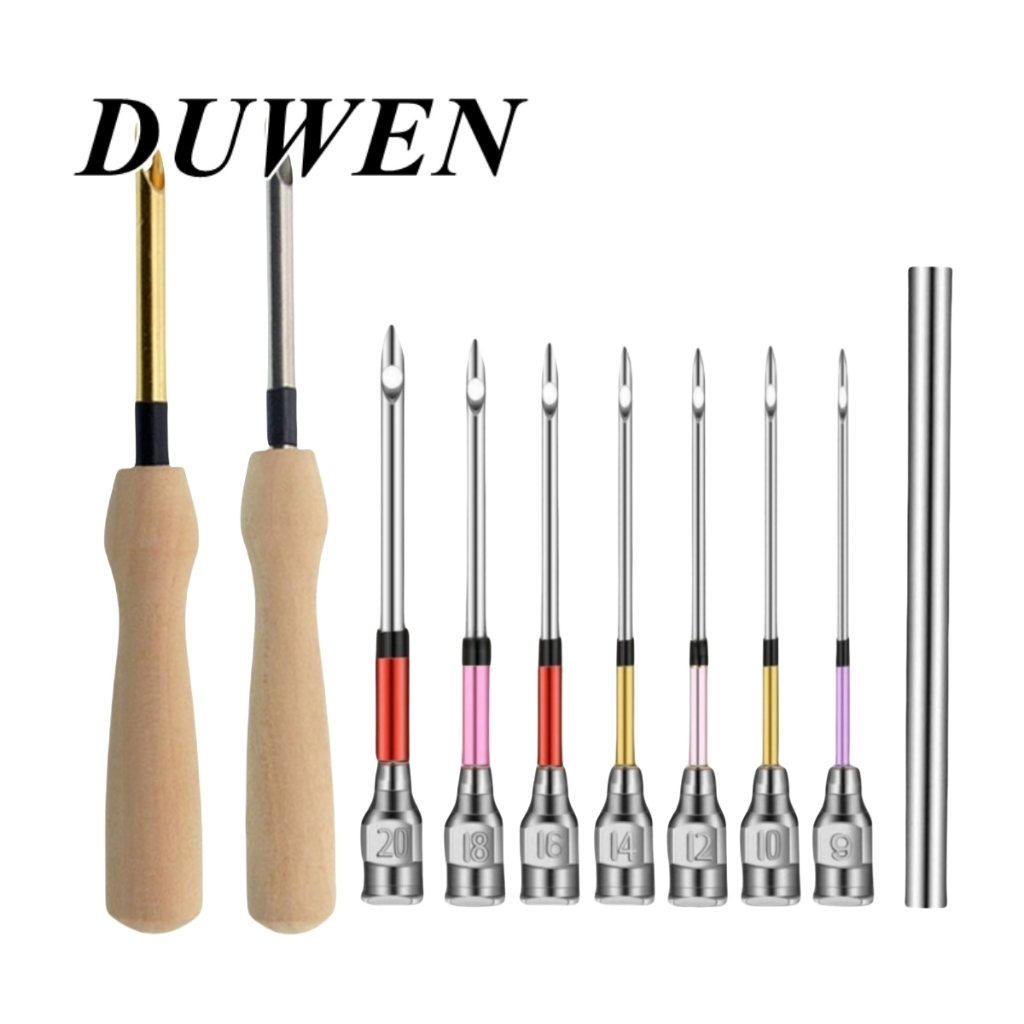 DUWEN Punch เข็มเย็บปักถักร้อยชุดเส้นด้ายไม้ Punch เข็มโครเชต์ถักเย็บปักถักร้อยปากกา DIY หัตถกรรม Applique เย็บ